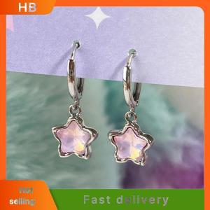 HB Gothic Cute Dream Fairy Moonlight Stone Star Pendant Earrings For Egirl Y2K EMO 2000s Harajuku Goth Vintage Jewelry Accessories