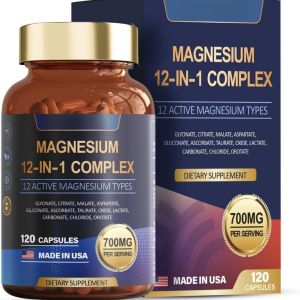 Magnesium 12-in-1 Multicapsules 120 capsules 700mg High in 12 active magnesium species to support heart muscle and nerve health Magnesium glycinate supplement