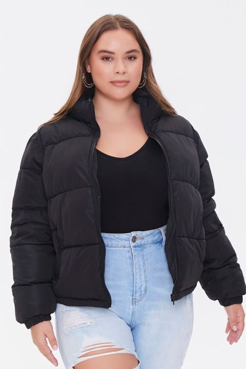 Forever 21 Women's Plus Size Zip-Up Puffer Jacket | Lazada PH