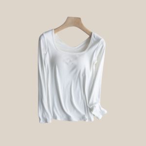 Caroline Long Sleeve เสื้อแขนยาว  คอรูปตัวยู มีบราในตัว ไม่ต้องใส่บรา ไม่ต้องติดซิลโคน สะดวกสบายขึ้น