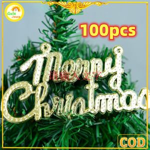 (Murah-Grosir ) 100pcsTulisanNatal Dekorasi Kue Tulisan Merry Christmas 2.5cm/3.5cm/7cm