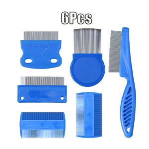 6Pcs/set Stainless Steel Pet Flea Comb Cat Dog Hair Grooming Care Comb Lice Remove Comb