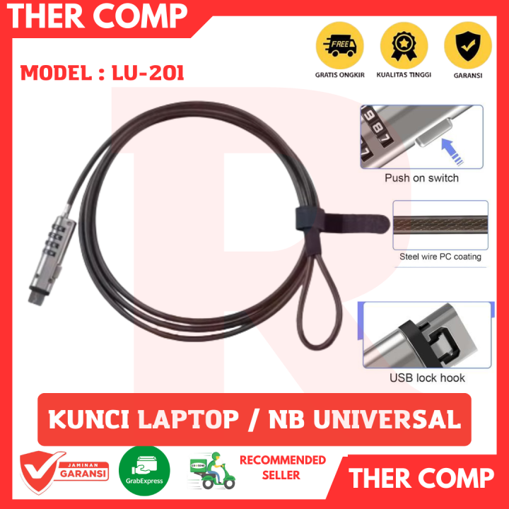 Notebook Security Lock / Kunci notebook USB LU-201 Pin Panjang 1.8M ...