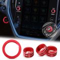 4Pcs Knob Cover for Subaru Crosstrek Impreza 2024 2025 Accessories, 2025 Forester, 2020-2025 Legacy Outback, 22-24 WRX 23-25 Ascent, Volume Tune, Start Stop Button Ring Rear Mirror Knob Cover (Red). 