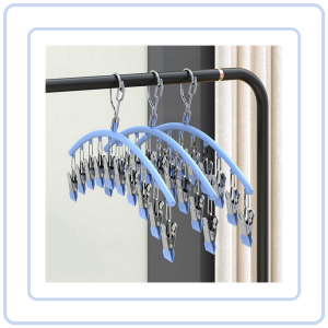 【Pure Care】 Premium Windproof Sock Drying Hanger Stainless Steel Non-marking Clips Clothes Underwear Plastic Drying Rack