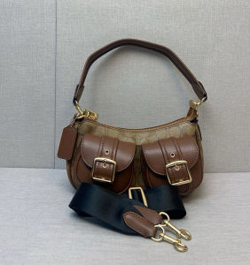 bag for women messenger bag ladies old flower tannin denim ASHTON handbag middle-aged underarm baguette bag mahjong bag shoulder bag CY700 size: 25*10*7cm