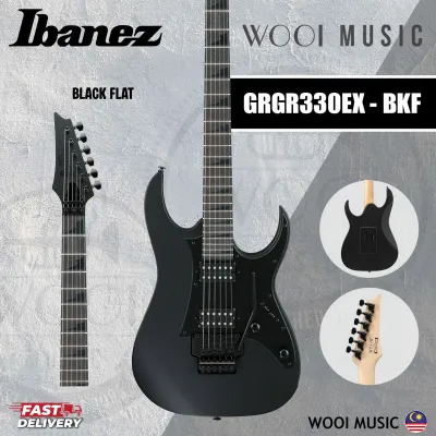 Ibanez GRGR330EX-BKF RG Gio Series Electric Guitar w/Floyd Rose - Black Flat