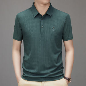 IELGY Mens short-sleeved polo shirt T-shirt summer thin mesh breathable middle-aged casual top