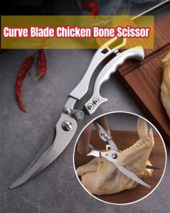 Stainless Steel CURVE BLADE CHICKEN BONE SCISSORS Gunting Tulang Ayam Poultry Shears Fish Scissor Gunting Dapur