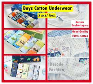 5pcs Set 100% Cotton (3-14 Years) Kid Boy Cartoon Cotton Comfortable Briefs Underwear Gift Panty For KidsSeluar Dalam Kanak Kids Underwear Underwear for Boys Cotton