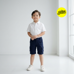 Bronkis Junior Celana Anak Laki Laki Cargo Navy Pendek Bahan stretch Kekinian Distro