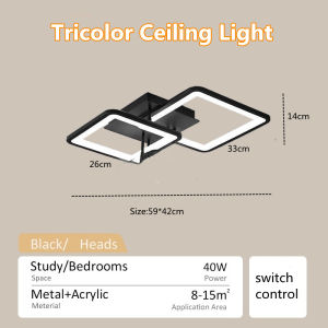 102W Modern 3 Colors CenterCeiling Light Chandelier Lights for Bedroom Living Room Study Room