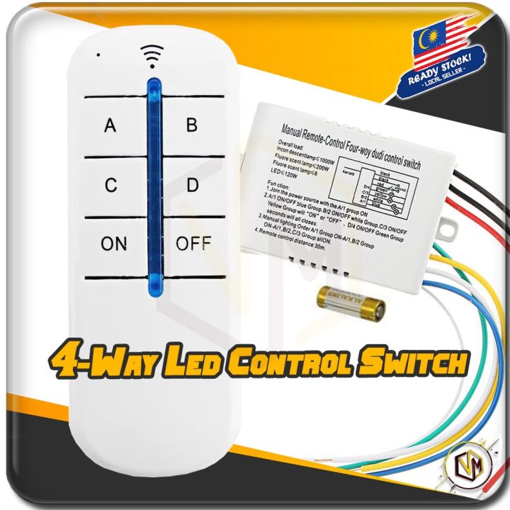 1%202%203%204%20Way%20Wireless%20Receiver%20Lamp%20Light%20RF%20Remote%20Control%20Switch%20ON%20OFF%20Suis%20Lampu%20ALAT%20KAWALAN%20JAUH%20-%20Image%202
