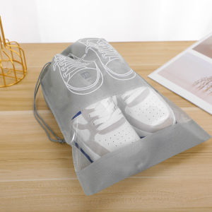 READY STOCK Shoe Storage Bag Nonwoven Dustproof Moistureproof Drawstring Transparent Travelbeg storan kasut鞋子收纳袋