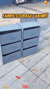 Multi-Layer Storage Cabinet with Drawers Fabric Organizer for Home Office Space Saving