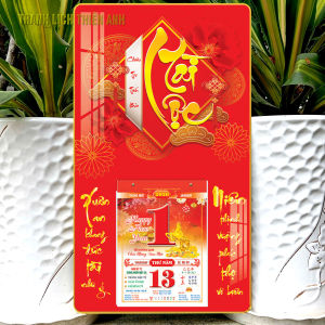 Lịch 2026 TÀI LỘC kích thước: 34x60cm bọc viền vàng kèm bloc 14.5x20.5cm (TL)