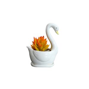 HUGHES Ceramic White Swan Flower Pot Personalized Creative Plant Pot  Ornament Simulated Hydroponic Flower Holder Succulent