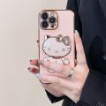 Luxury Cute Hello Kitty Makeup Mirror Plating Holder Stand Phone Case Soft Back Cover For Apple iPhone 15 Pro Max 15 Plus 6S Plus 7 Plus 8 Plus XS Max XR 11 Pro Max iPhone 12 Pro Max 12 mini 13 Pro Max 13 mini iPhone 14 Pro Max 14 Plus. 