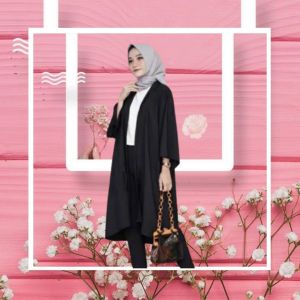 Cardigan Panjang Dewasa Bahan Moscrepe Fit XL Atasan Cardigan Dewasa Terbaru 2023 Outer Dewasa Davia
