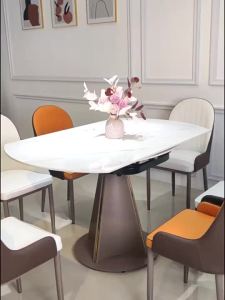 [CozyNest ]⚡Luxury Extendable Dining Table Sintered Stone Dining Table Round Dining Table Dining Table And Chair Set Scratch Resistant High Temperature