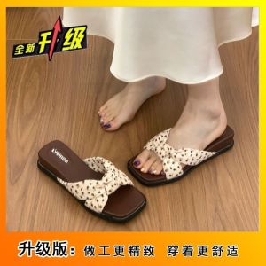 [Free Shipping] 2026 New Floral Print Summer Vacation Platform Wedge Sandals For Women With A Bow Detail Perfect For Pairing With Dresses And Featuring A One-Strap Design