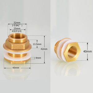M1/2 M3/4 M1 Solid Brass Water Tank Connector DN15/DN20/DN25 Fish Tank Leak-Proof Adapter