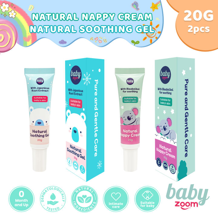 BabyZoom Natural Nappy Cream 20g Natural Soothing Gel 20g Remedies In a Rash Don't Rash Hypoallergenic Baby Needs Skin Care for Babies Nappy Rashes After Bug Bites After Bites Insect Bites Cream for Baby for Babies Mosquito Bites Remedies After Bites Set