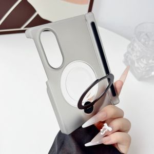 For Samsung Galaxy Z Fold 8 Wide Case Hard Transparent Double middle hinge Ring Stand Protective Back Cover For Z Fold 8 Shell