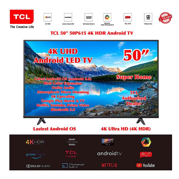 TCL 4K UHD Smart Android TV 50P615 50 inch LED TV - TCL 4K UHD Android ...