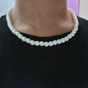 Corinna Pearl necklace mens hip-hop Elegant White Glass Imitation Freshwater Pearl Necklaces aesthetic Jewerly retro fashion brand Best Gift