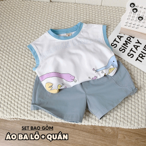 BE279 Bộ tanktop áo ba lỗ quần đùi jean BERNIE quần áo cho bé trai đi chơi đi học năng động