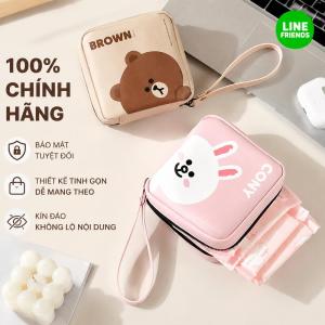 Túi Đựng Băng Vệ Sinh Line Friends Brown Nhiều Ngăn Da PU Kháng Nước LFB119