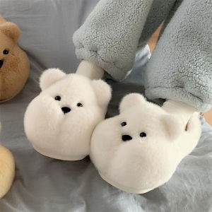 WY-XIXITIAO ความอบอุ่นในบ้านสำหรับคู่รักในฤดูหนาว2025รองเท้าแตะผ้าฝ้ายใหม่น้อยน่ารักสบายรองเท้าขนสัตว์หมีอ้วน