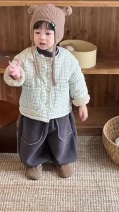 Childrens Thick Plaid Cotton Jacket 2025 Autumn and winter baby clothes boys custom-made outfits