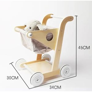 Toddler Wooden Play Shopping Cart Trolley / Kids Walker With Shopping Cart