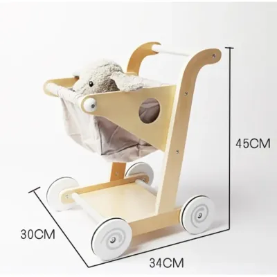 Toddler Wooden Play Shopping Cart Trolley / Kids Walker With Shopping Cart