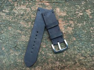 Tali Jam Tangan Kulit Sapi crazy horse selapis hitam 15823 Bergaransi