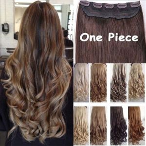 TCHIRR Long Thicken One Piece Clip In Heat Resistant Natural Invisible Curly Hair Hairpiece Hair Extensions for Women Lady