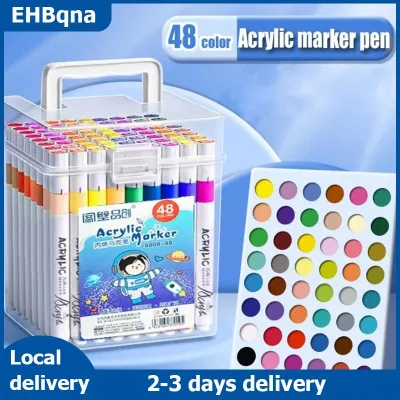 EHBqna Acrylic Marker Set Large Capacity Square Box Marker Painting Coloring Set Art Supplies 12 24 36 48 60 80 100 120 Color