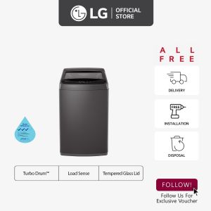 [Online Exclusive] LG Top Load Washing Machine 9kg T2109NBTB | Tempered Glass Lid | Load Sense | Turbo Drum™