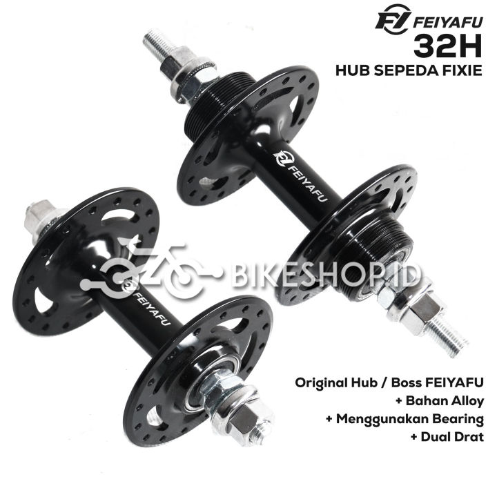 Hub Sepeda Fixie FEYAFU Depan Belakang Threaded Bearing 32H Hitam
