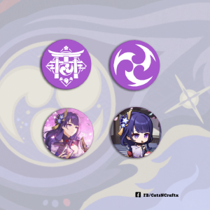 Genshin Impact RAIDEN SHOGUN Round Button Badges (GLOSSY 32mm/58mm Round Badges)