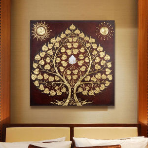 Golden Bodhi Tree Canvas Painting Decorative Abstract Wall Art Linden Poster and Prints Wall Picture Bedroom Decor