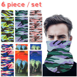 6pcs Elastic Magic Balaclava Mask Multifunctional Tube Scarf Headband with UV Protection for Hiking Fishing Cycling Running