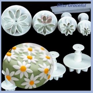 Ditur 4X Cake Fondant Sugarcraft Decor Cookie Mould Mold Plunger Daisy Flower Cutter