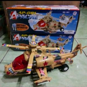 COD MAINAN ANAK HELIKOPTER PESAWAT TEMPUR APACHE BATERAI ADA LAMPU DAN MUSIK