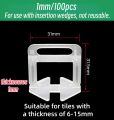 300pcs Tile Spacers Clips Tile Leveling System Reusable  Ceramic Floor Spacers for Perfect Tile Alignment   Spacer Wall Tiling Flooring Tool Clips. 