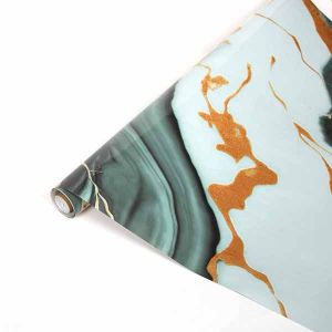 Stiker Dapur Anti Panas dan Air Motif Marmer/Gaya Internasional Glossy Aluminium Foil