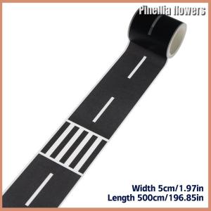 【Pinellia flowers】 1Roll 5M 1:12 Dollhouse Road Traffic Railway Track Scene Tape Sticker Miniature Parking Scene Curve Sticker Model Decor Toy Accessories