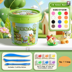 [SG Seller]Safe Harmless Ultra Light Modeling Clay Bucket Set Odor Free No Stick Hand Air Dry Clay For Preschool DIY Craft Gift